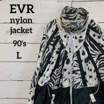 90's EVR 빈티지 나일론 자켓 컬러 블록 제브라 패턴