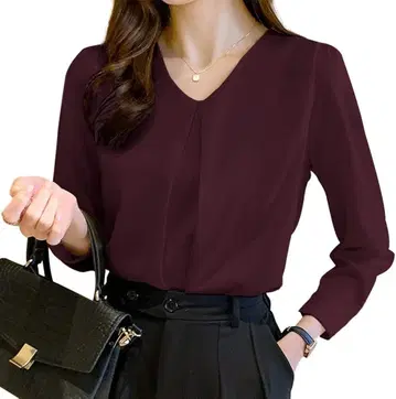 와인 레드 긴팔 블라우스 M 사이즈