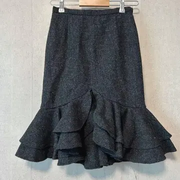 트위드 스커트 페플럼 스커트 그레이 가을/겨울 깔끔한 고급 트위드