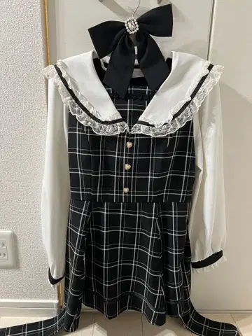 리즈리사 세일러 카라 셋업 체크 무늬