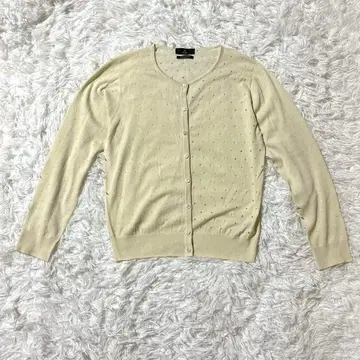 [ INED 이네드 ] 가디건(9) 베이지 도트 무늬 긴팔 심플