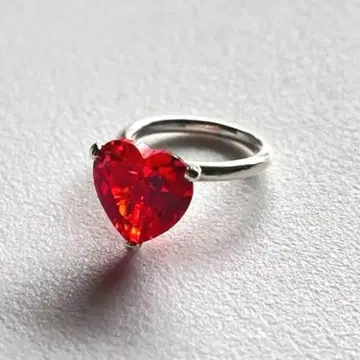 하트 쉐이프컷 반지 빨간색 레드 크리스탈 실버 반지 S925