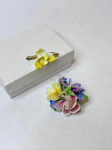 영국제 vintage 크라운 스태퍼드셔 브로치 박스 포함