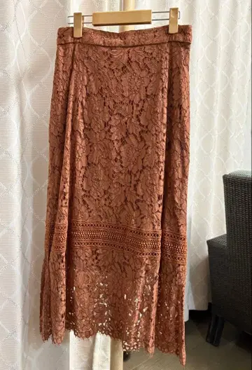 나노 유니버스 브라운 레이스 롱 스커트