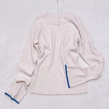 ti. 리브 니트 배색 파이핑 캔디 슬리브 스웨터 깔끔한 M