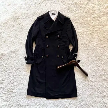 [ 새상품급 ] LARDINI 카멜 100% 블랙 더블 체스터 코트 46