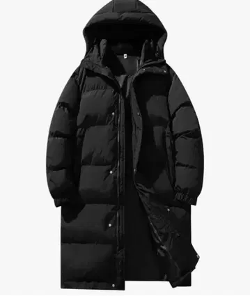충전솜 다운 코트 블랙 벤치 코트 롱 코트