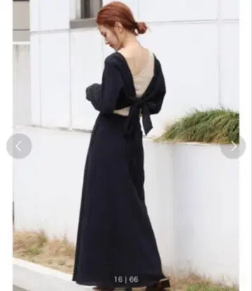 언그리드 백리본 플레어 원피스