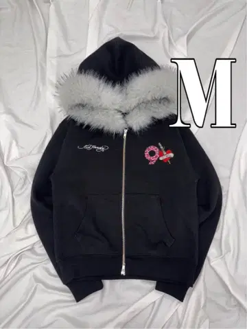 9090 girl x Ed Hardy 90 로고 집 후디