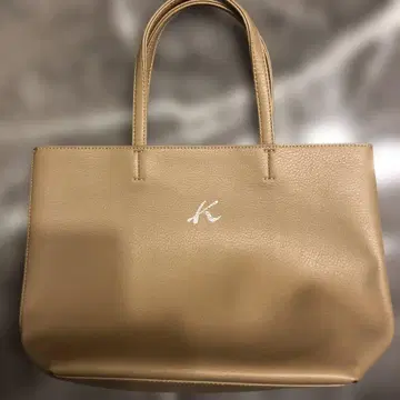 새상품급 키타무라 베이지 실버 로고 중간 골드 경량 토트백