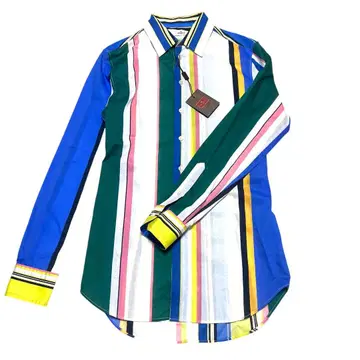 스트라이프 디자인 긴팔 셔츠