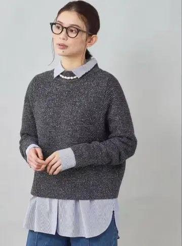 언타이틀 4 울 혼방 모크넥풍 라메 니트 다크 그레이 XL