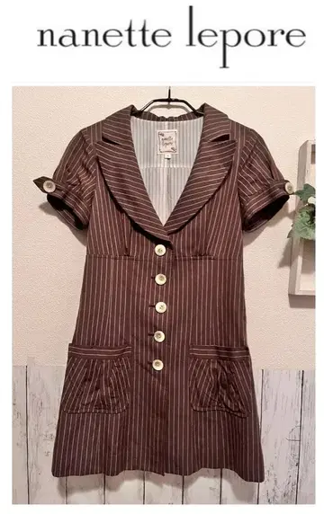 나넷 레포레 브라운 스트라이프 테일러드 자켓