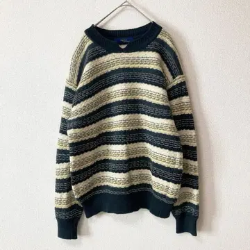 패턴 니트 보더 올 패턴 레트로 블랙 화이트 울 디자인 빈티지 구제 의류