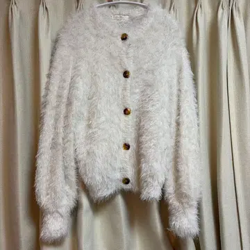 COCODEAL 퍼 라이크 롱 니트 가디건