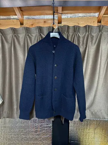 45R 네이비 와플 편직 숄 가디건