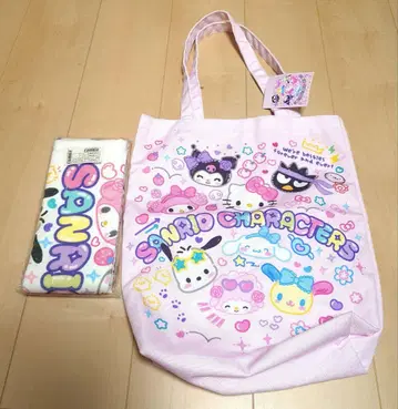 새상품 산리오 토트백과 페이스타월 반짝임 학교 축제 반짝임 축제