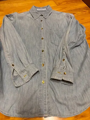 FRAMeWORK 라이트 온스 데님 셔츠 칼라 색스 블루 프리