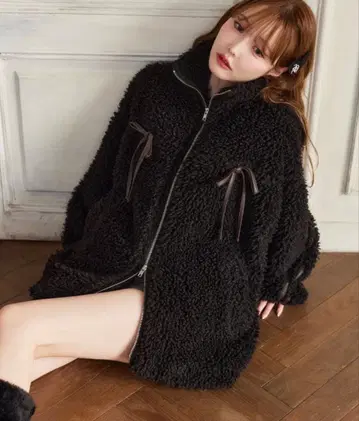 사이드 라인 리본 보아 블루종