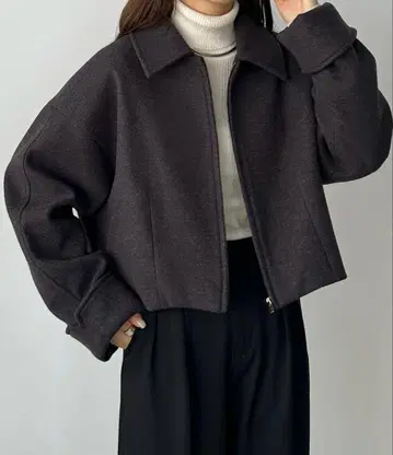 callautia 스텐 칼라 숏 아우터 차콜 M