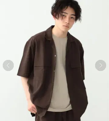 [ 새상품 ] BEAMS HEART / 폴리에스테르 트로 오픈 카라 셔츠