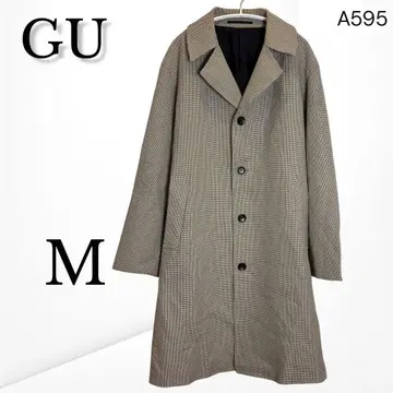 [ 지유 ] 체크 무늬 스텐카라 코트 베이지 계열 M