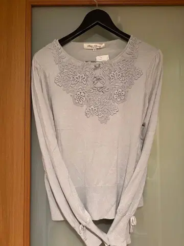 슈퍼 뷰티 레이스 그로그랭 진주 미니 리본 긴팔 니트 풀오버 44