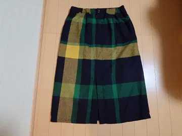 써니클라우드 체크 무늬 롱 스커트 LL 그린 옐로우 컬러 펠리시모