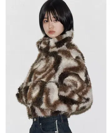 EMODA 싱글 미니 보아 블루종 브라운