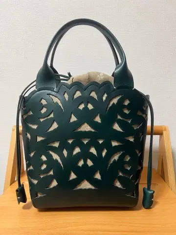 genten 가든 컷워크 토트백 그린