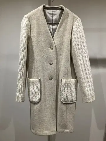 primaqua 라이트 그레이 롱 코트 버튼 포함