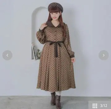 시마무라 아오키 미사코 콜라보 도트 플로키 원피스