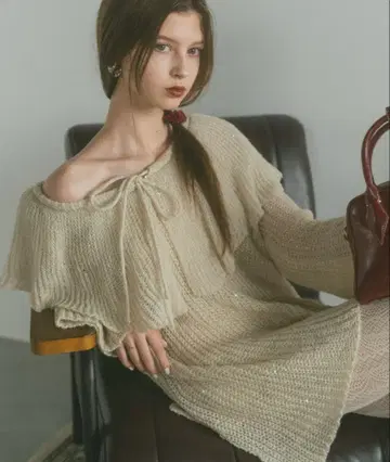 ECREL 스팽글 프릴 시어 니트