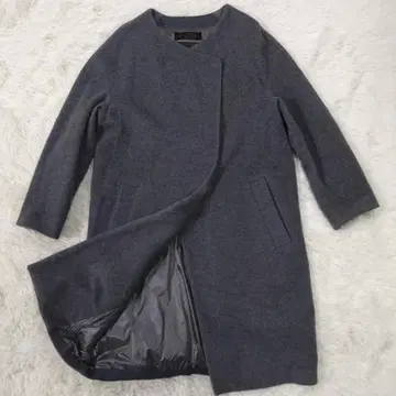 나노 유니버스 니시카와 다운 노카라 롱 코트 캐시미어 혼방 그레이 38