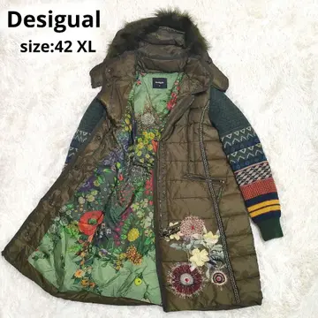 [ 고급 새상품급 ] 최근 모델 데시구알 니트 충전솜 코트 그린 XL