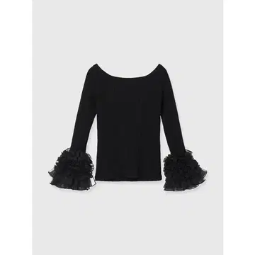 eimy 튤 개더 커프스 니트 풀오버