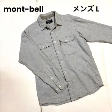 mont-bell 남성용 L 울 마운틴 셔츠 긴팔 라이트 그레이