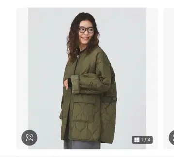 Ray BEAMS 퀼팅 노카라 블루종 올리브