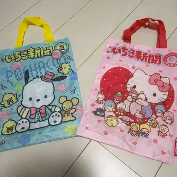 산리오 딸기신문 에코백 컬렉션 / 키티와 포차코 2점