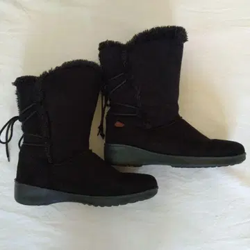 스웨이드 프린지 캐주얼 블랙 부츠