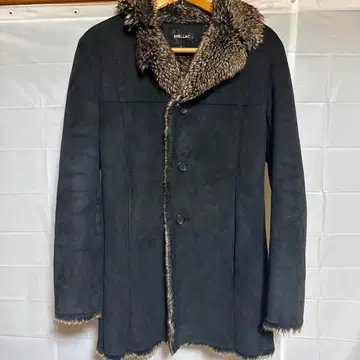 SHELLAC 블랙 퍼 옷깃 롱 코트