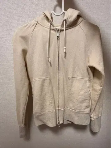 MHL. 풀 집업 후드 부착 후드티 크림