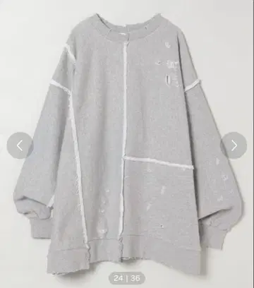 JEANASIS 데미지 리메이크 라이크 맨투맨 그레이