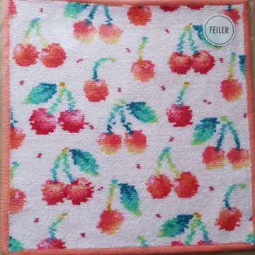 페이러 체리 도트 타월 손수건 페일 핑크 x 애프리콧 새상품