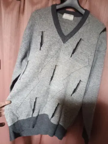 캐시미어 V넥 스웨터 그레이 L