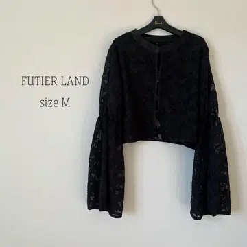 [ 새상품급 ] 퓨티아랜드 블랙 레이스 블루종 M 비침 플레어 슬리브