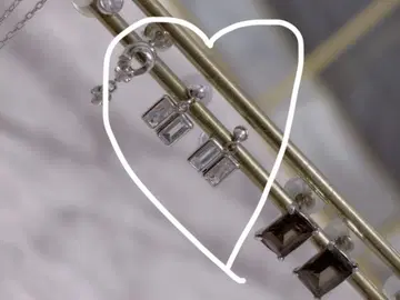 K10 아쿠아 마린 큐빅 스퀘어 귀걸이 WG