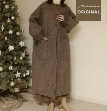 mecherie / hound's tooth check long coat