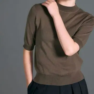 N.O.R.K. 실크 코튼 하프 슬리브 상의 브라운 미사용 새상품