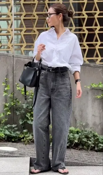 [ 새상품 미사용 ] regleam 리그림 커브 와이드 데님 블랙 S